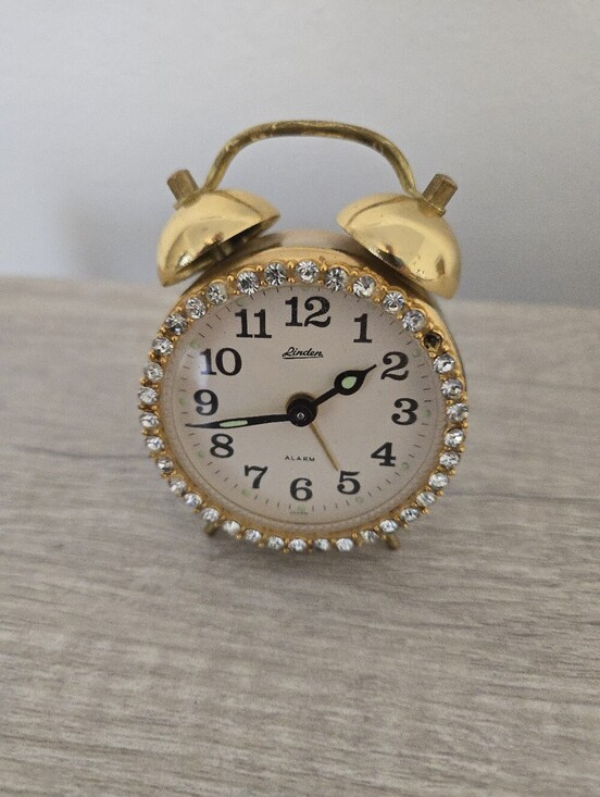 Linden Other - Vintage Linden mechanical twin bell alarm clock bejeweled